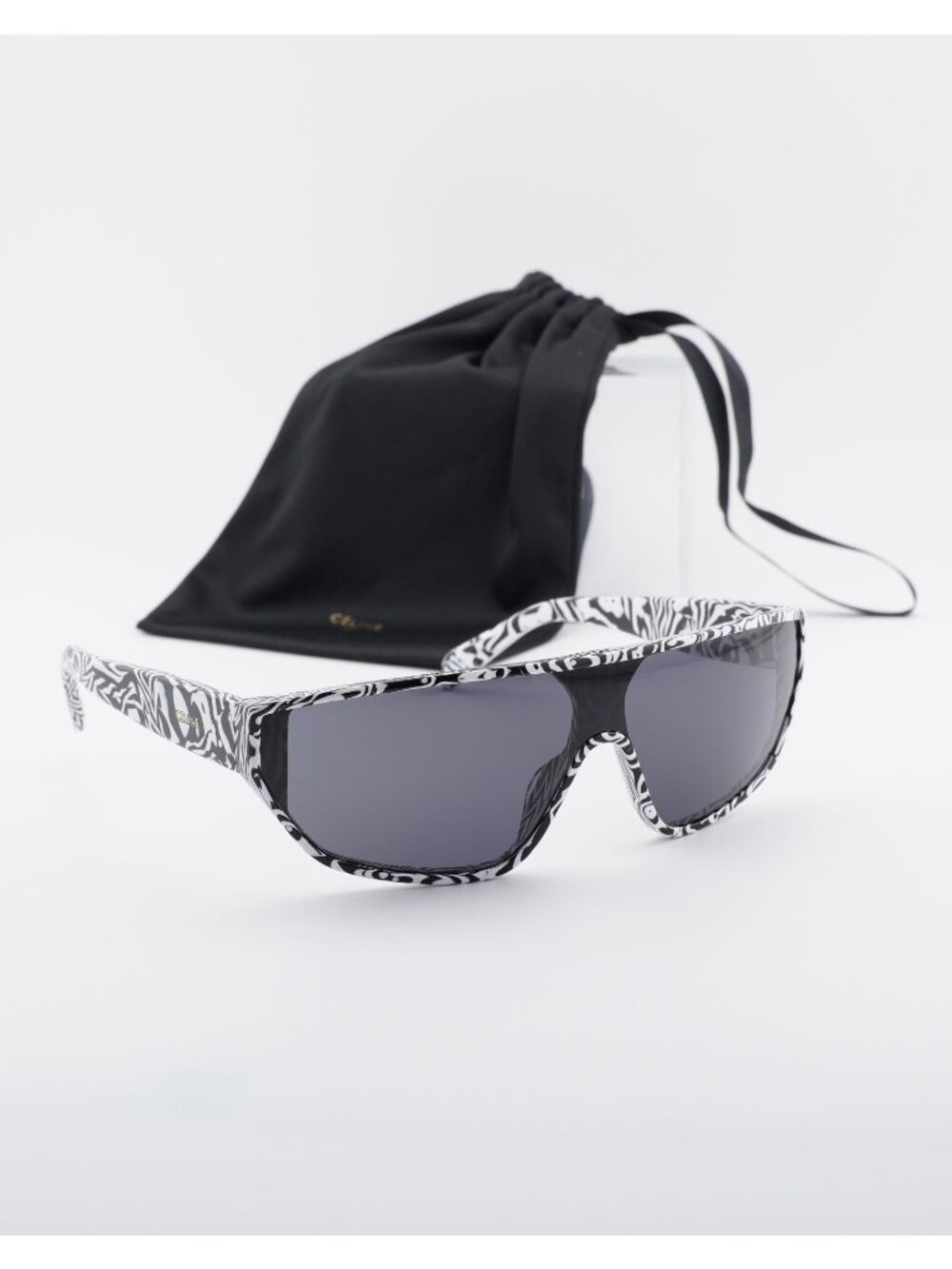 Celine CL40195I 04A Shield Sunglasses - Shiny Zebra / Smoke